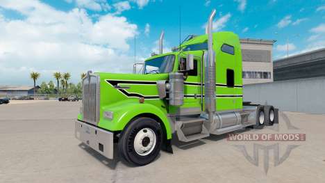 Piel Negra con rayas blancas en el camión Kenworth W900