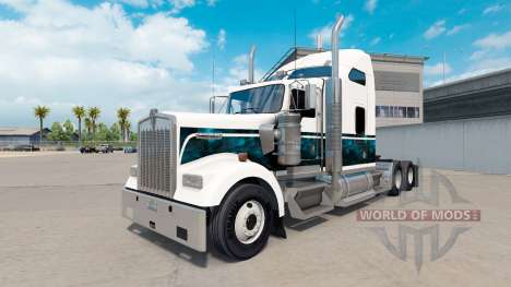 La piel Personalizado Azul Nuevo camión Kenworth W900
