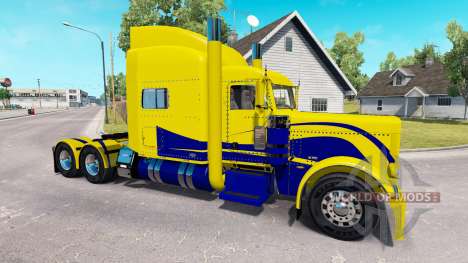 La piel de color Amarillo y Azul para el camión Peterbilt 389