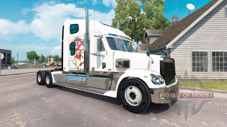 La piel de chicas Anime a luchar por un Freightliner tractor