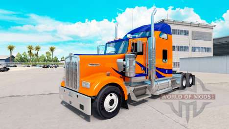 Скин Azul Rayas en Naranja на Kenworth W900