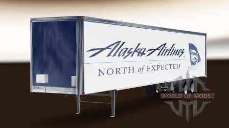 La piel de Alaska Airlines en el remolque