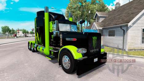 La piel del Monstruo de la Energía Verde en el camión Peterbilt 389