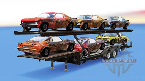 Camión de transporte de coches con los coches de FlatOut