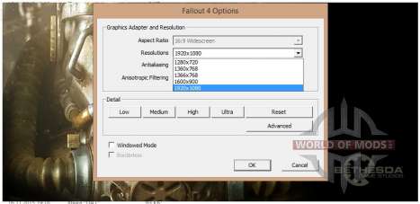 Cambiar la resolución de pantalla en Fallout4Launcher.exe